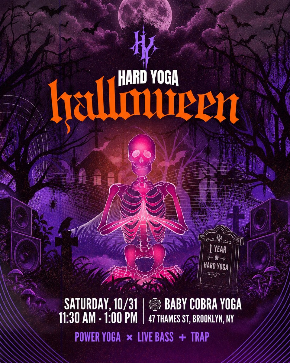 Hard Yoga Halloween one year anniversary flyer